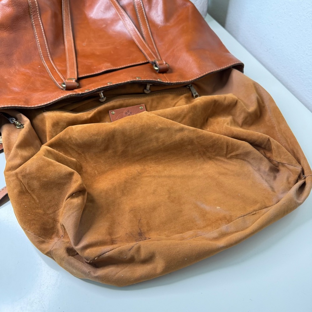 Patricia Nash Benvenuto Tote Bag Cognac Leather Studded Brass Heritage Academia - Picture 6 of 16